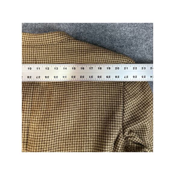 Vintage Burberry Sport Coat - Union Made in USA Tan Houndstooth 90s Silk / Wool - Picture 11 of 13